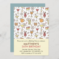Cocktail Pattern Retro Champagne 36th birthday