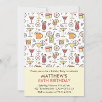 Cocktail Pattern Retro Champagne 86th birthday