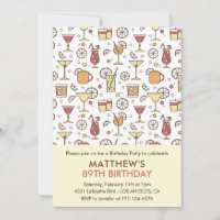 Cocktail Pattern Retro Champagne 89th birthday