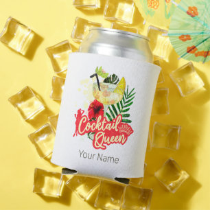 Cocktail Queen Vintage Hen Bachelorette Party Can Cooler