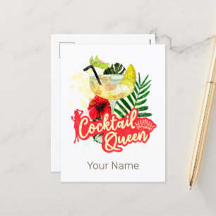 Cocktail Queen Vintage Hen Bachelorette Party Holiday Postcard