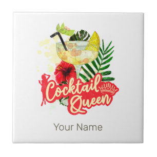 Cocktail Queen Vintage Hen Bachelorette Party Tile