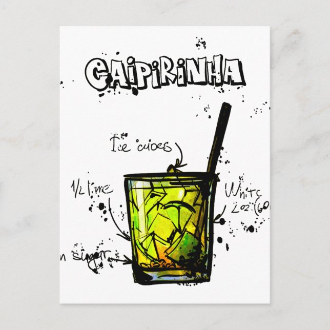 Cocktail Recipe Caipirinia Postcard (Front)