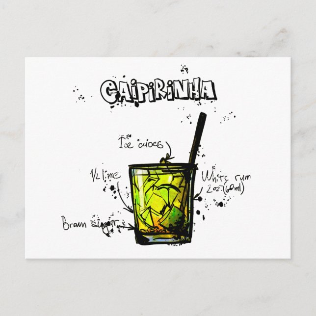 Cocktail Recipe Caipirinia Postcard (Front)