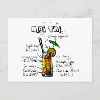 Cocktail Recipe Mai Tai Postcard