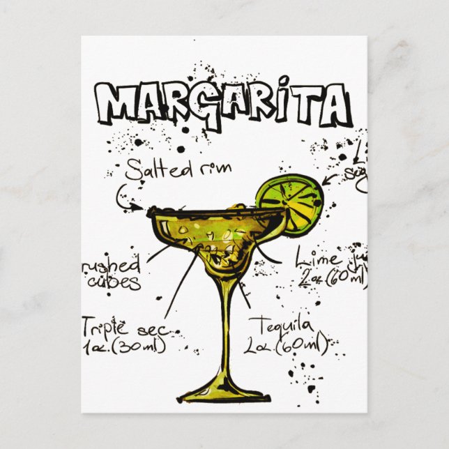 Cocktail Recipe Margarita Postcard (Front)