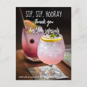 Cocktail Referral Card, Sip Sip Hooray Promo Postcard