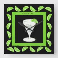 Cocktail Retro Drink Green Limes on Black