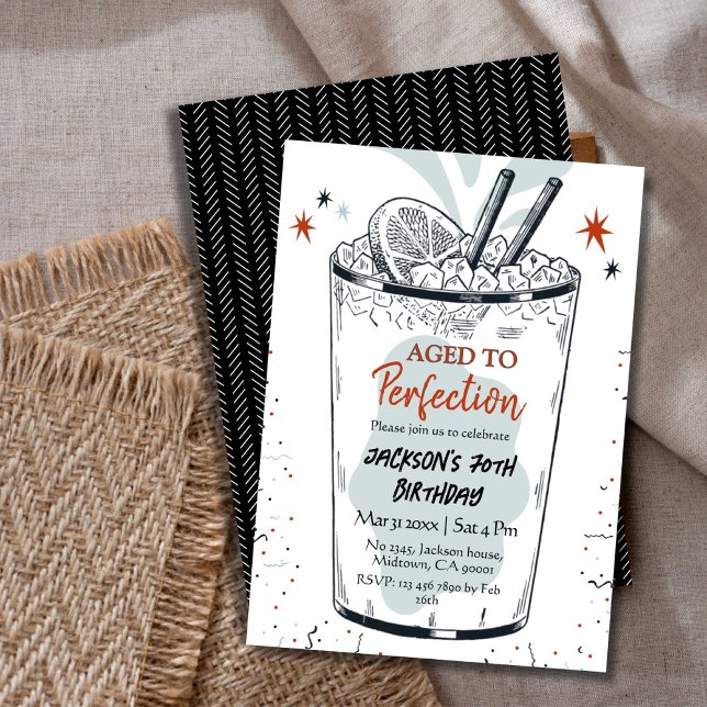 Cocktail retro drink themed simple 70th Birthday Invitation (Creator Uploaded)