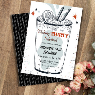 Cocktail retro drink themed stylish 30th Birthday  Invitation