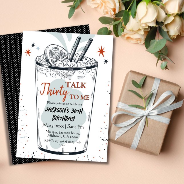 Cocktail retro drink themed stylish 30th Birthday  Invitation (Creator Uploaded)
