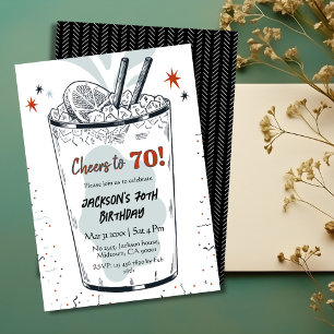 Cocktail retro drink themed stylish 70th Birthday  Invitation