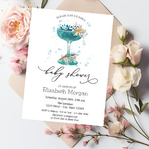 Cocktail,Sea star,Seashells Baby Shower Invitation