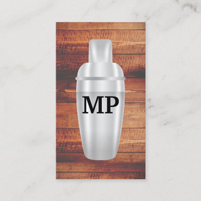 Cocktail Shaker | Wooden Boards Business Card (Front)