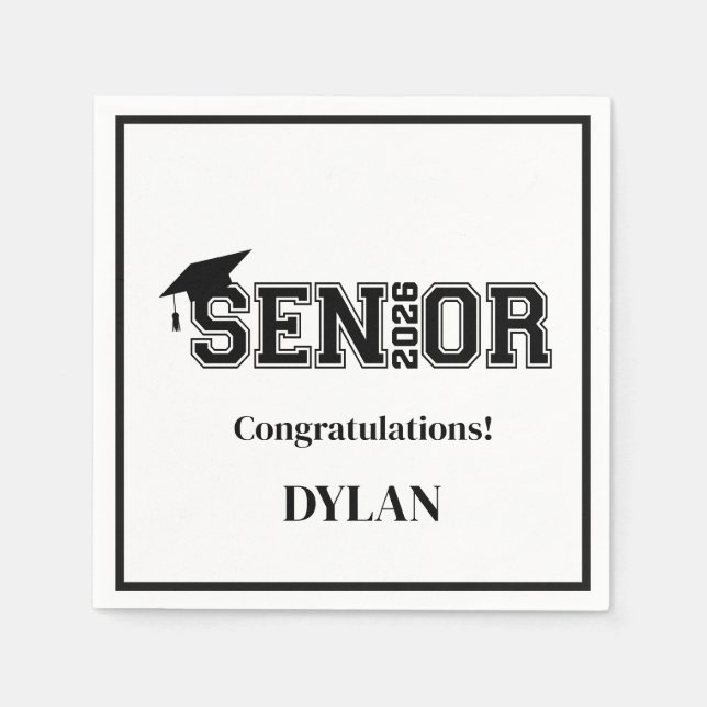 Cocktail Size-Graduation Cap Napkins (Front)
