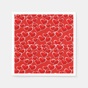 Cocktail Size Paper Napkins-Valentine Hearts Napkin