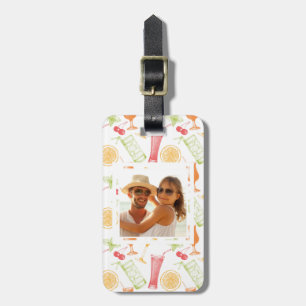 Cocktail Sketch Pattern Monogram Luggage Tag
