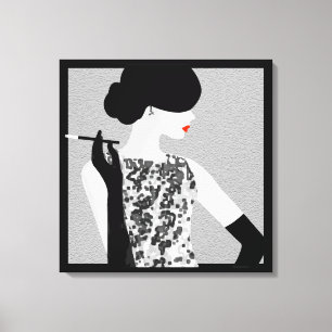 Cocktail Soiree Fashion Silhouette Wall Art