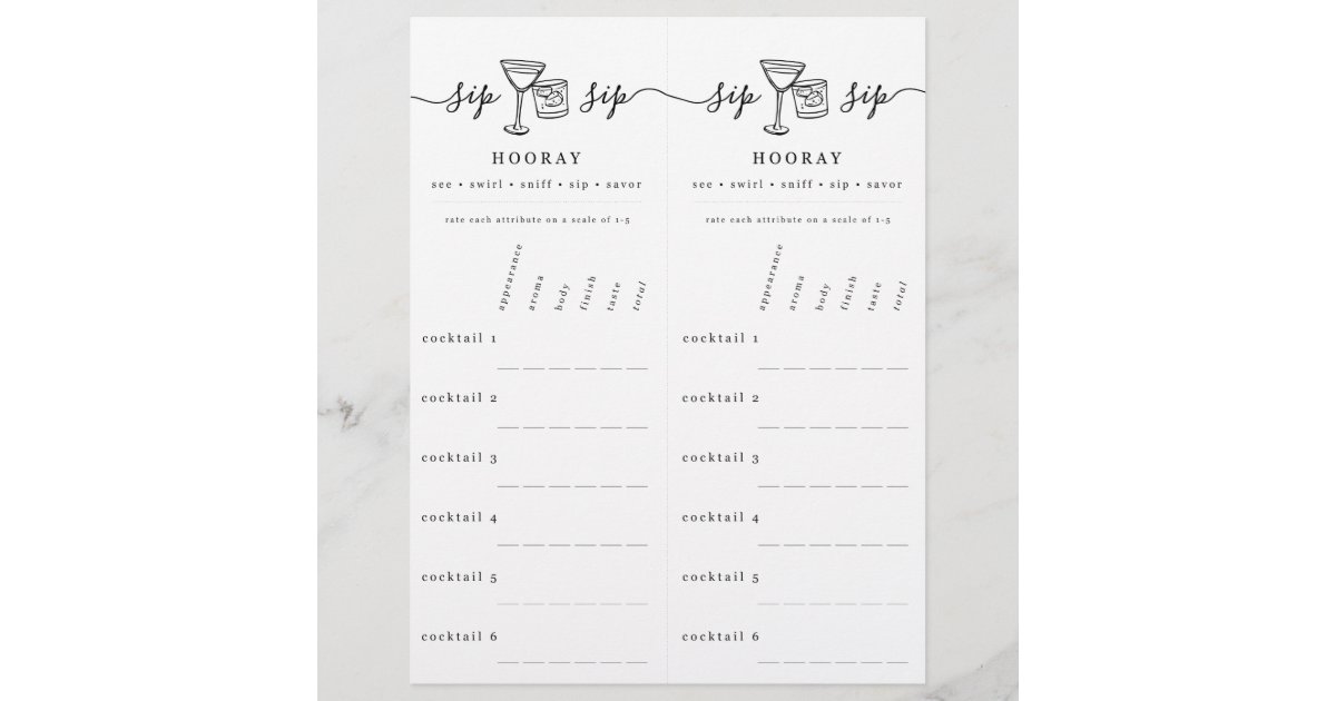 cocktail-tasting-rating-scorecard-custom-letterhead-zazzle-co-nz