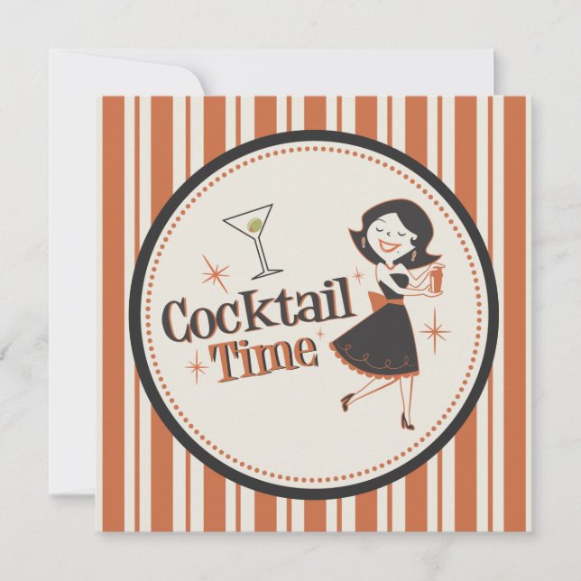Cocktail Time Invitation - Stripes (Front)
