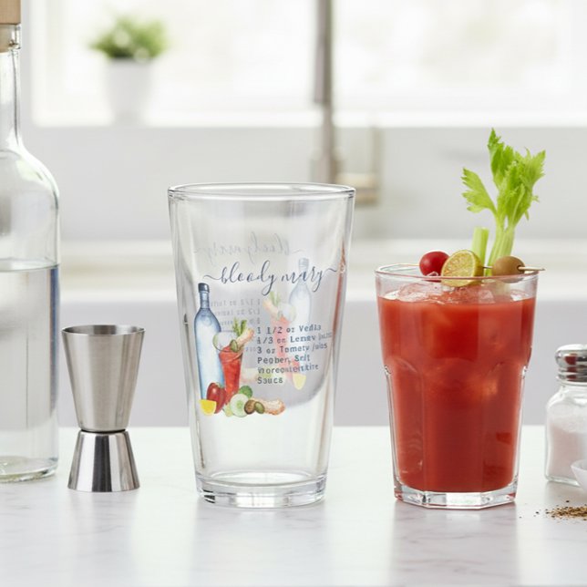 Cocktail Watercolor Recipe Mixed Drink Bloody Mary Glass (Creator Uploaded)