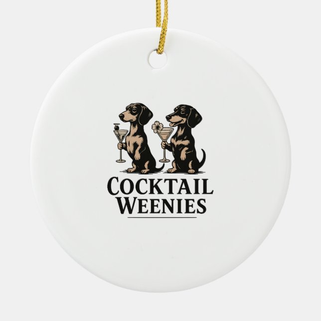 Cocktail Weenies Funny Dachshund Wiener Dog Ceramic Tree Decoration (Front)