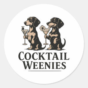 Cocktail Weenies Funny Dachshund Wiener Dog Classic Round Sticker