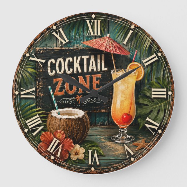 Cocktail Zone Tropical Large Clock (Front)