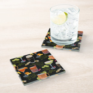Cocktails and contemplation glass coaster