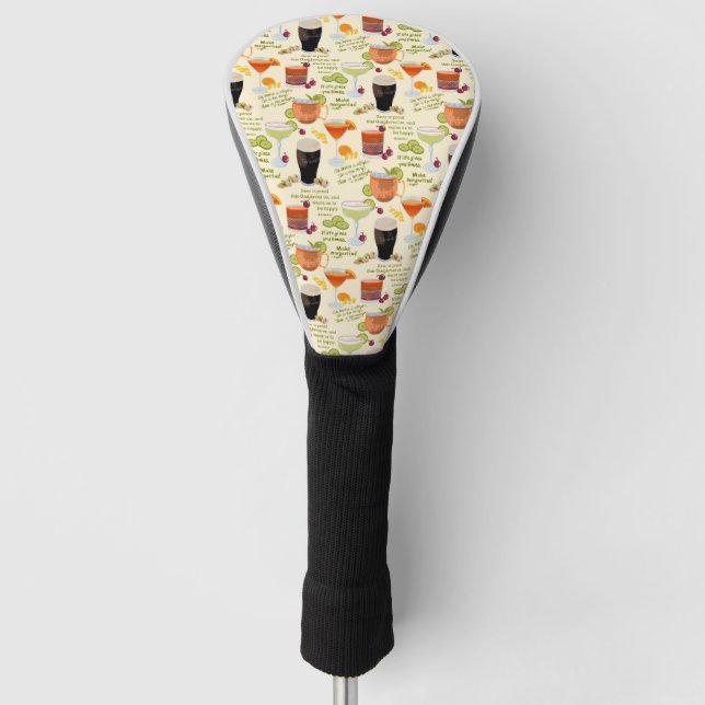 Cocktails and conversation golf head cover (Front)