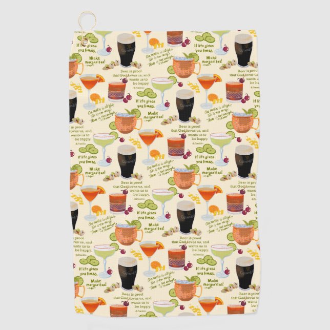 Cocktails and conversation golf towel (Front)