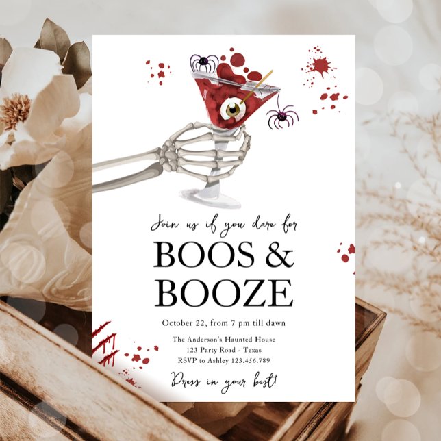 Cocktails and Costumes Boos Booze Adult Halloween  Invitation (Creator Uploaded)