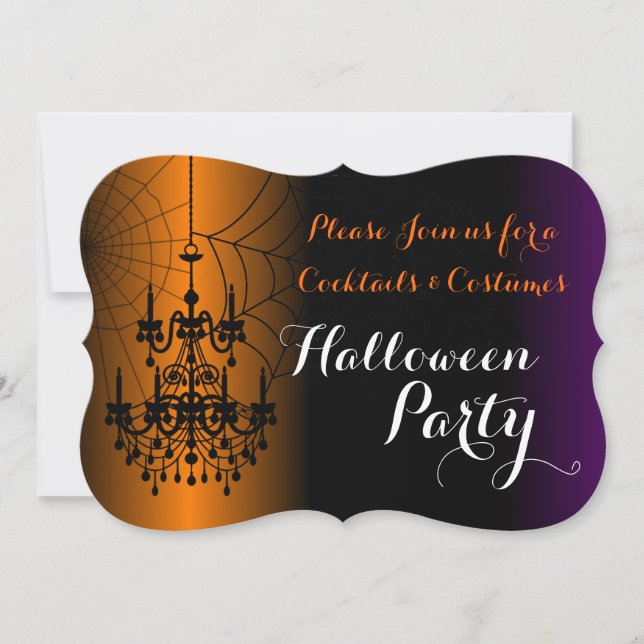 Cocktails and Costumes Chandelier Halloween Party Invitation (Front)
