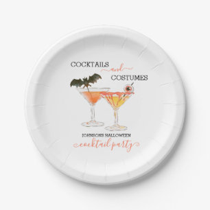 Cocktails and Costumes Halloween Party Drinks  Paper Plate