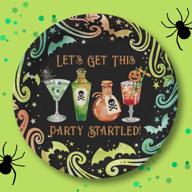 Cocktails and Costumes Halloween Party Paper Plate (Cocktails and Costumes Halloween Party Paper Plates)