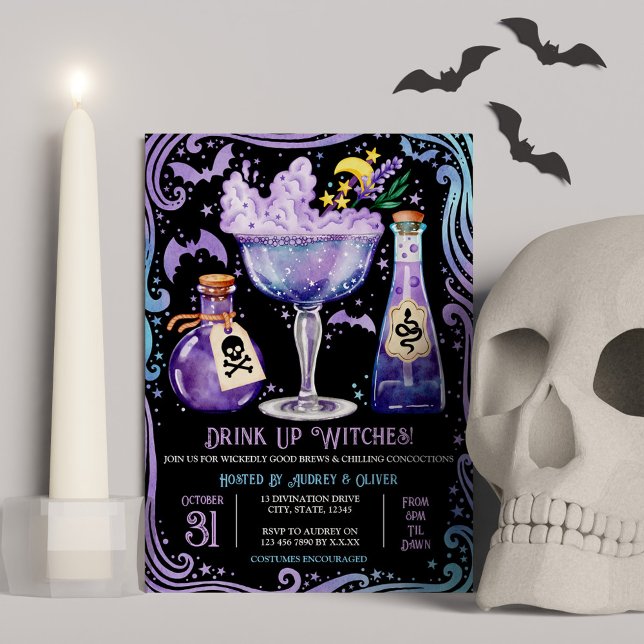 Cocktails and Costumes Witch Halloween Party Invitation (Cocktails and Costumes Witch Halloween Party Invitation)
