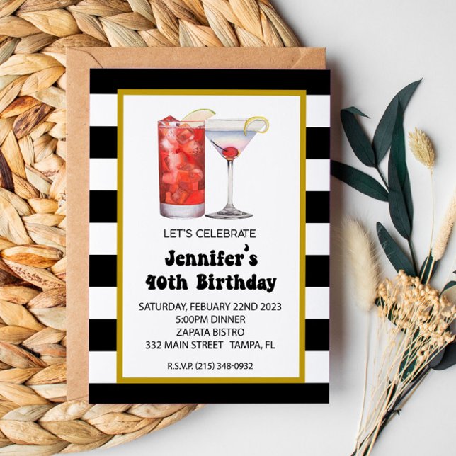 Cocktails and Dinner Birthday Invitation (Creator Uploaded)