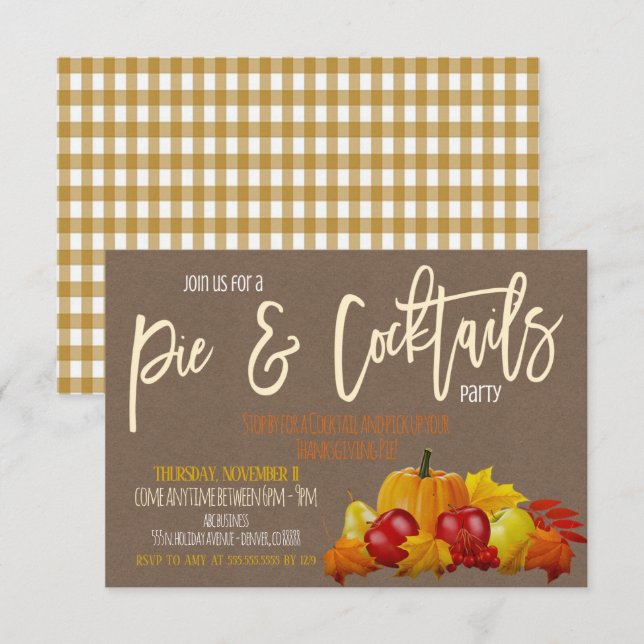 Cocktails and Pie Party Invite (Front/Back)