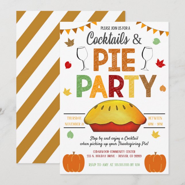Cocktails and Pie Party Invite (Front/Back)