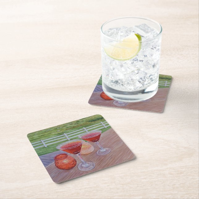 Cocktails at Mission Ranch  Square Paper Coaster (Insitu)