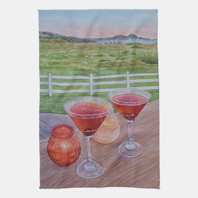 Cocktails at Mission Ranch  Tea Towel (Vertical)