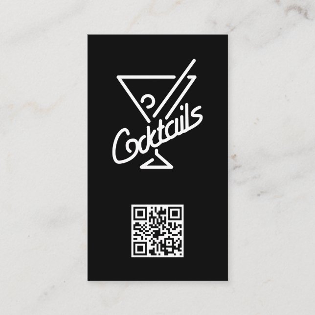 Cocktails / Bartender / QR Barcode Business Card (Front)