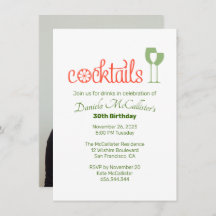 Cocktails Birthday Party Invitation
