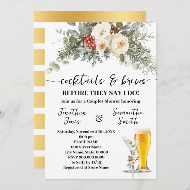 Cocktails & Brews Before I do Winter Shower Invitation (Front/Back)