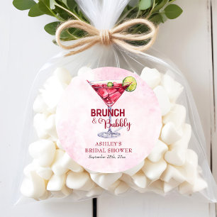 Cocktails Brunch & Bubbly Bridal Shower  Classic Round Sticker