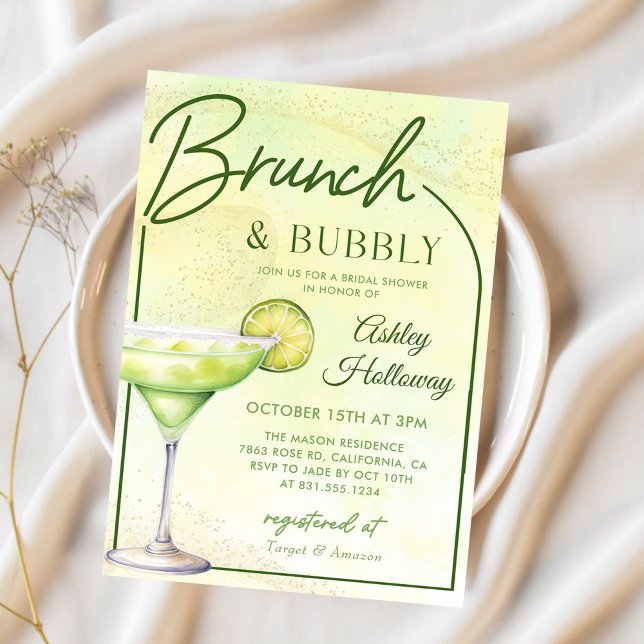 Cocktails Brunch & Bubbly Bridal Shower Invitation (Creator Uploaded)
