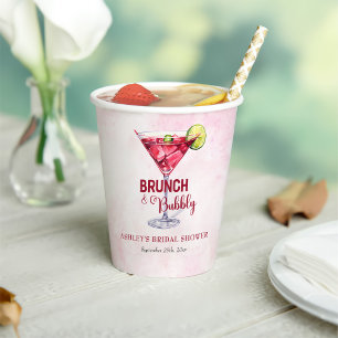 Cocktails Brunch & Bubbly Bridal Shower Paper Cups