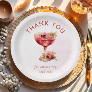 Cocktails Brunch & Bubbly Bridal Shower  Paper Plate