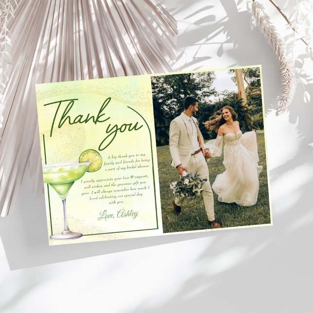 Cocktails Brunch & Bubbly Bridal Shower Photo Thank You Card (Creator Uploaded)
