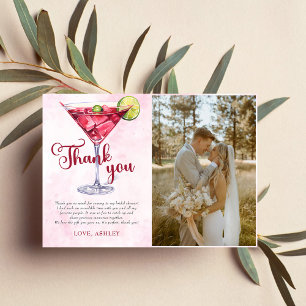 Cocktails Brunch & Bubbly Bridal Shower Photo Thank You Card